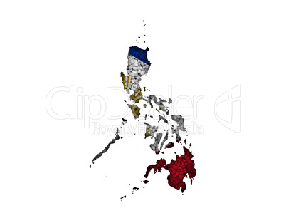 Karte und Fahne der Philippinen auf Mohn