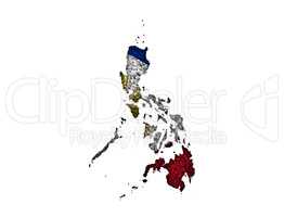 Karte und Fahne der Philippinen auf Mohn