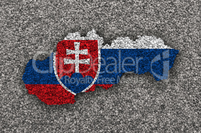 Karte und Fahne der Slowakei auf Mohn