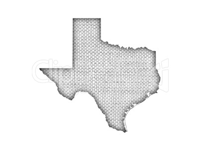 Karte von Texas auf altem Leinen