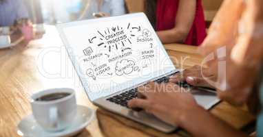 Cropped image of business woman making creative process diagram at table