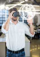 Man wearing VR Virtual Reality Headset with Interface Orb