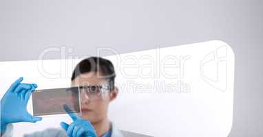Doctor (women) using little tactile screen