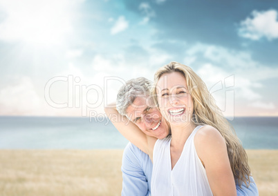 Couple with beach background