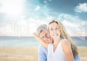 Couple with beach background
