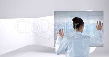Doctor (women) working with tactile screen