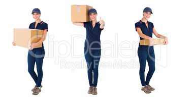 courier woman with box collage