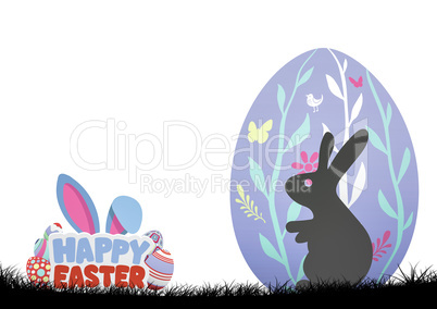 Rabbit in purple egg. Happy Easter