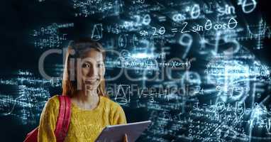 Female student on math background