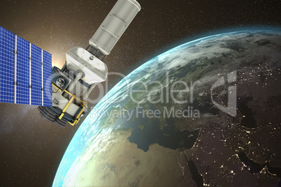 Composite image of 3d image of modern solar power satellite