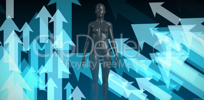 Composite image of full length of black 3d woman