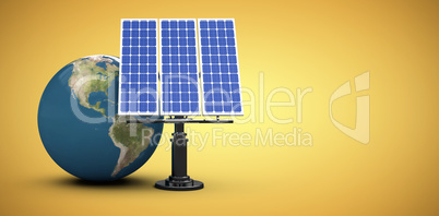 Composite image of 3d image of globe with solar panel