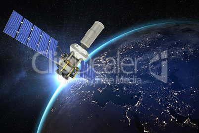 Composite image of 3d image of modern solar power satellite