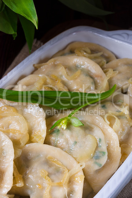 pierogi with wild garlic filling