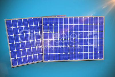 Composite image of 3d image of blue solar equipment