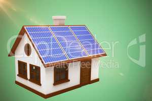 Composite image of 3d vector image of house with solar panels