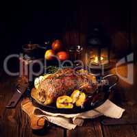 Duck on old Polish roasted with thyme and Apple