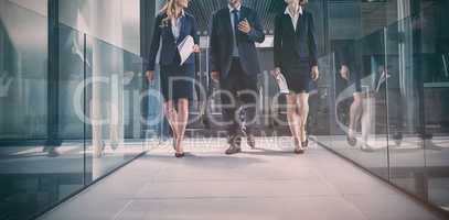 Businesspeople walking in the office