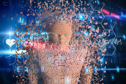 Composite image of close-up of brown pixelated 3d man