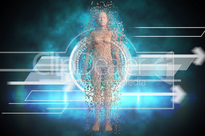 Composite image of full length of  brown pixelated 3d woman