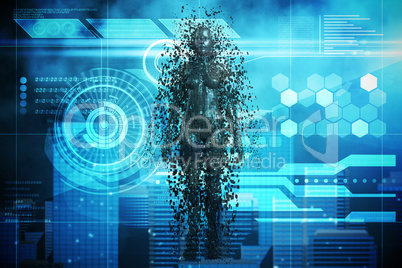 Composite image of full length of black pixelated 3d woman