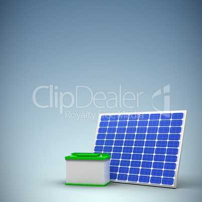 Composite image of digitally composite image of 3d solar panel with battery