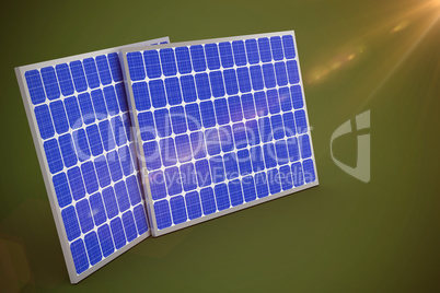 Composite image of 3d image of blue solar panels