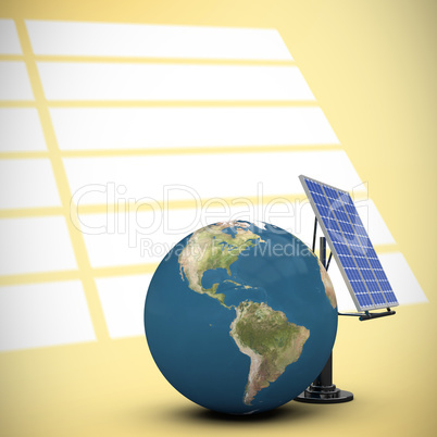 Composite image of 3d illustration of globe with solar panel