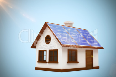 Composite image of digitally composite image of 3d house with solar panels