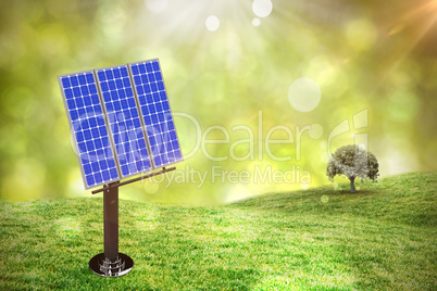 Composite image of image of 3d blue solar panel