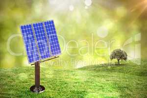 Composite image of image of 3d blue solar panel