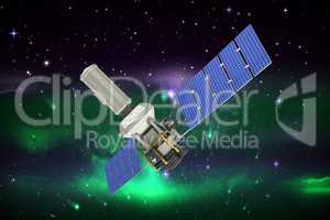 Composite image of low angle view ofÃ?Â 3d modern solar satellite