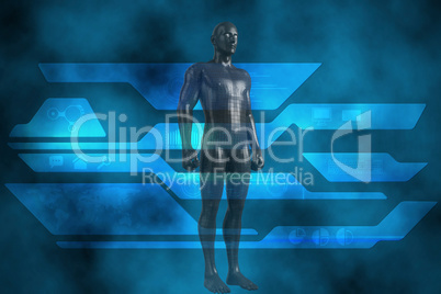 Composite image of full length of digital black 3d male