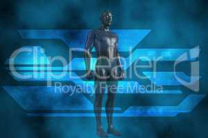 Composite image of full length of digital black 3d male