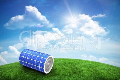 Composite image of high angle view of 3d solar power battery