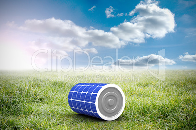 Composite image of 3d illustration of blue solar battery