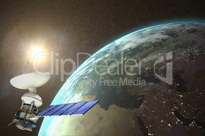 Composite image of low angle view ofÃ?Â 3d solar powered satellite