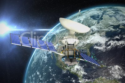 Composite image of 3d illustration of solar satellite