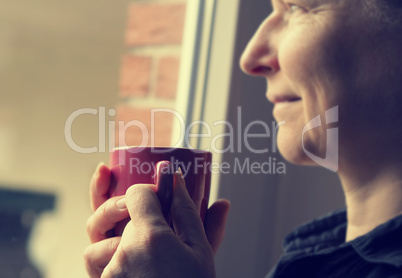 Woman drinking coffee