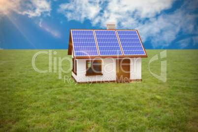 Composite image of vector image of 3d house with solar panels