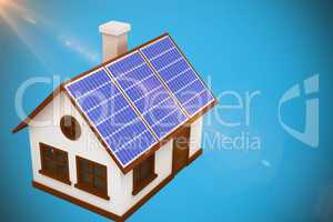 Composite image of 3d image of house with solar panels