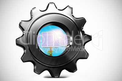 Composite image of metal cog and wheel connecting
