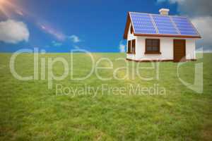 Composite image of 3d illustration of house with solar panels