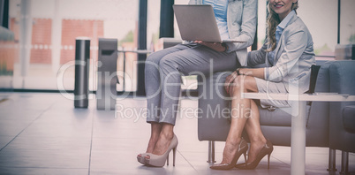 Businesswomen sitting with laptop