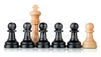 White chess king and pawns