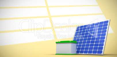 Composite image of 3d image of solar panel with battery