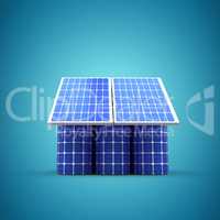 Composite image of 3d image of house model made from solar cell and panels