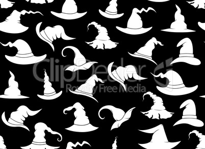 Seamless witch hats with black in background