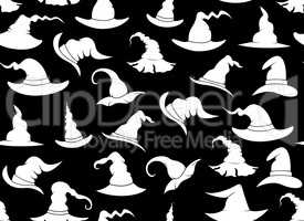 Seamless witch hats with black in background