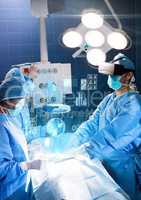 Doctor operation wearing VR Virtual Reality Headset with Interface